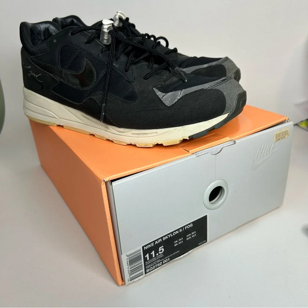 NIKE Men 11.5 Air‎ Skylon 2 Fear Of God Black Sail Sneakers BQ2752-001.